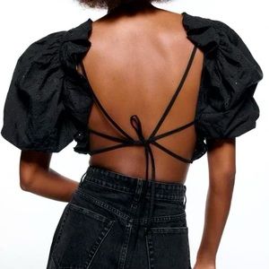Zara Cropped Open Back Top